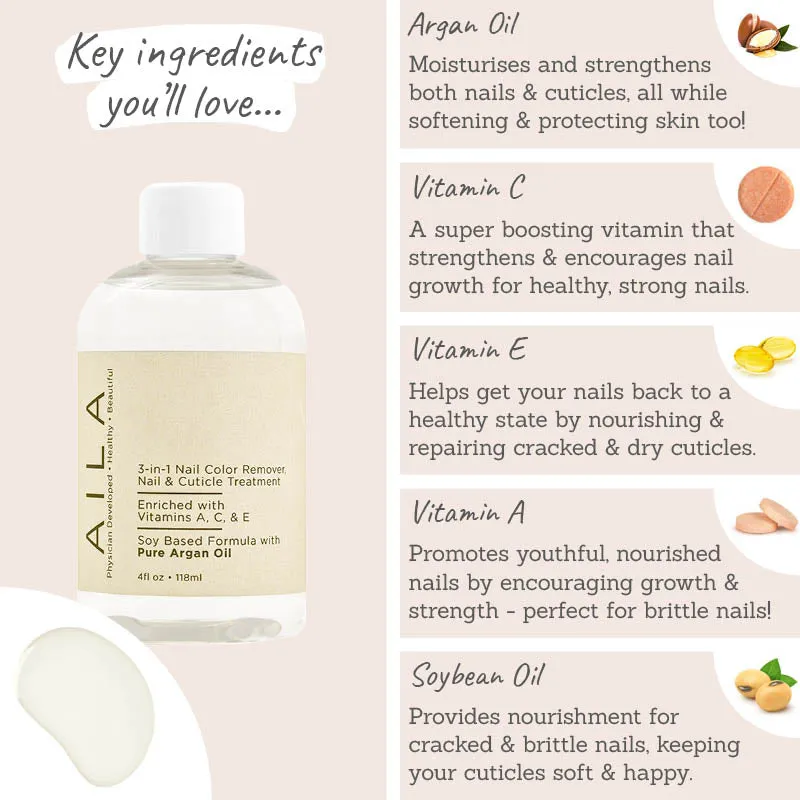 3-in-1 Nail Colour Remover with Pure Argan Oil