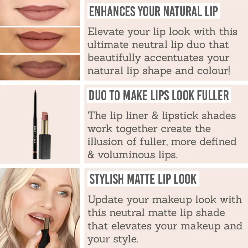 Deep Nude Lip Liner & Matte Rose Lipstick Duo