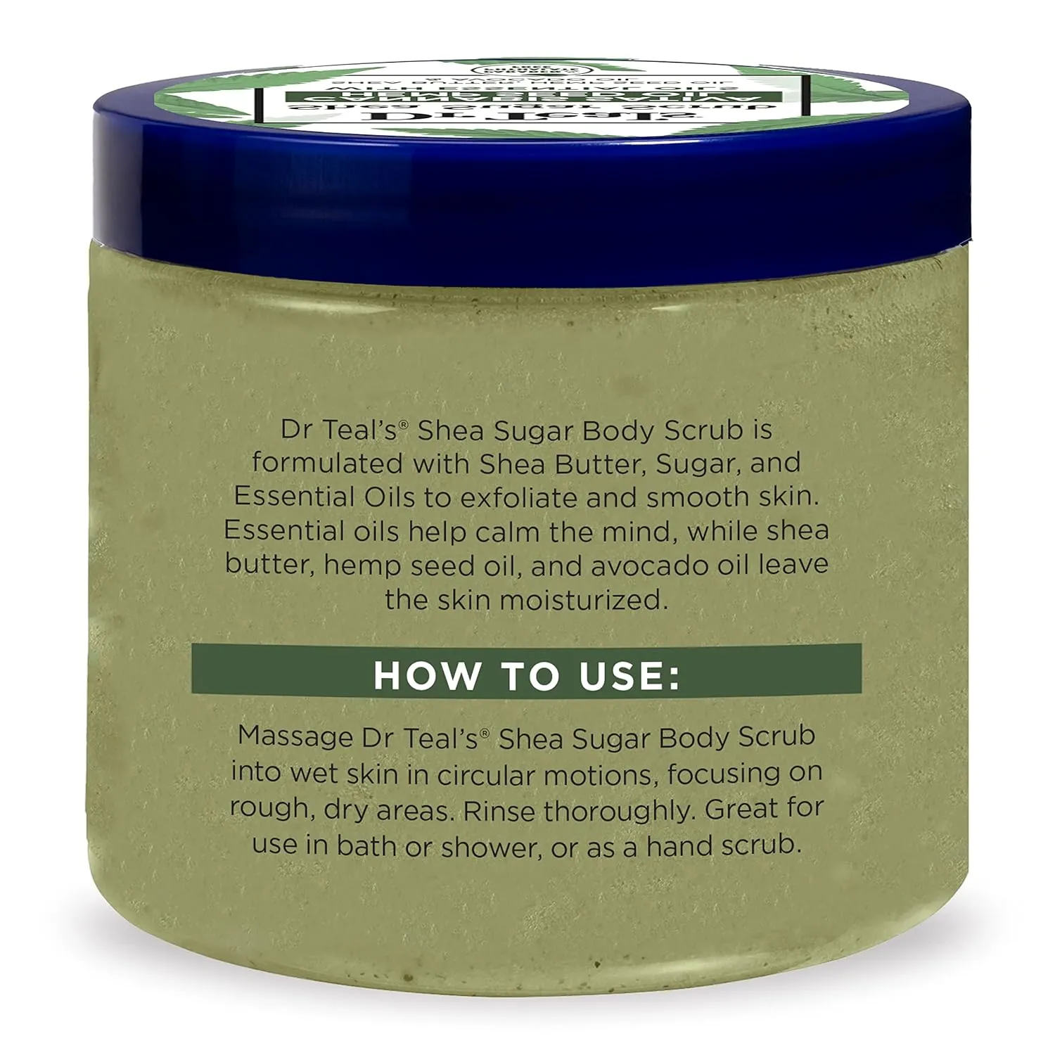 Dr. Teal's Shea Sugar Body Scrub Cannabis Sativa Hemp Seed Oil Essential Oils- 19 oz