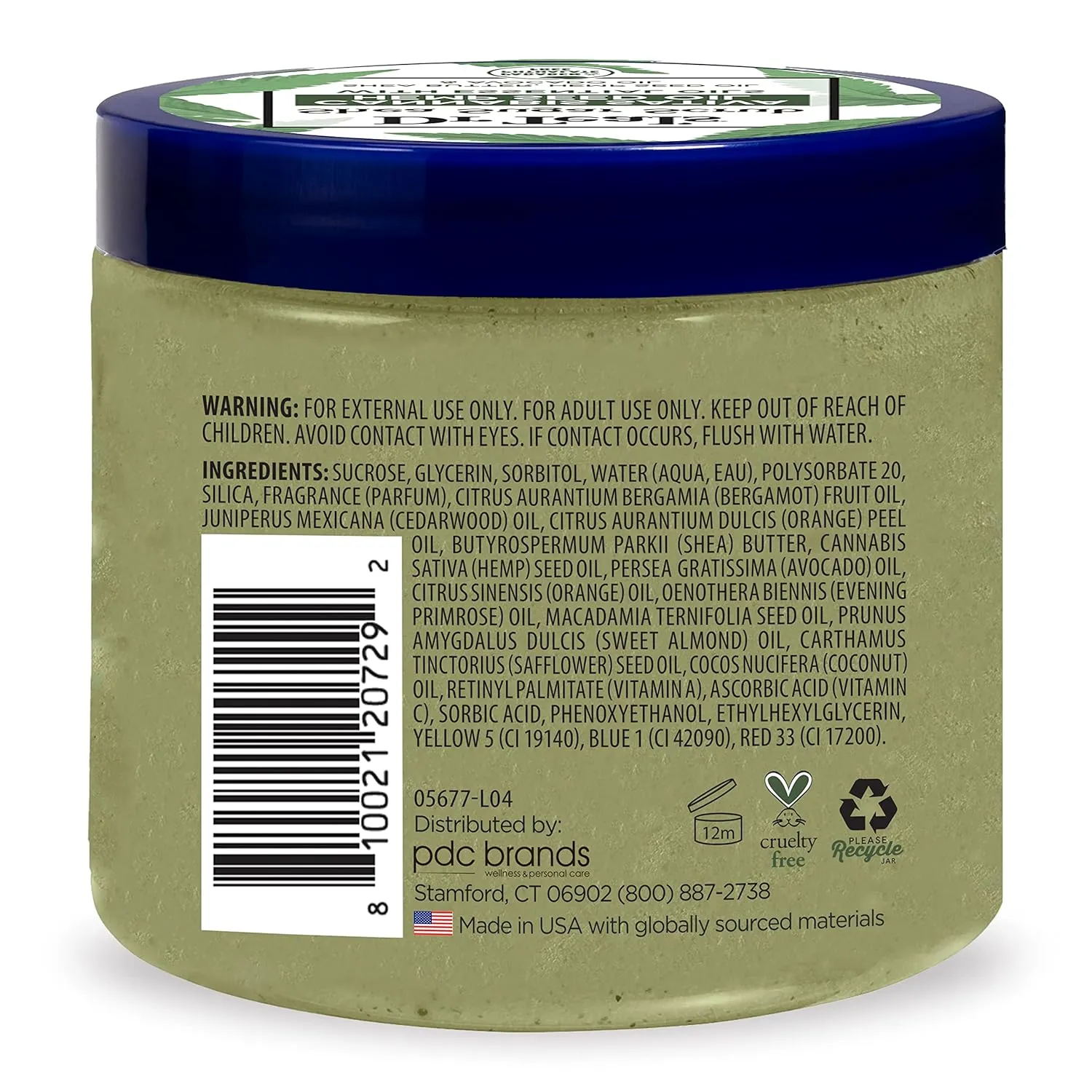 Dr. Teal's Shea Sugar Body Scrub Cannabis Sativa Hemp Seed Oil Essential Oils- 19 oz