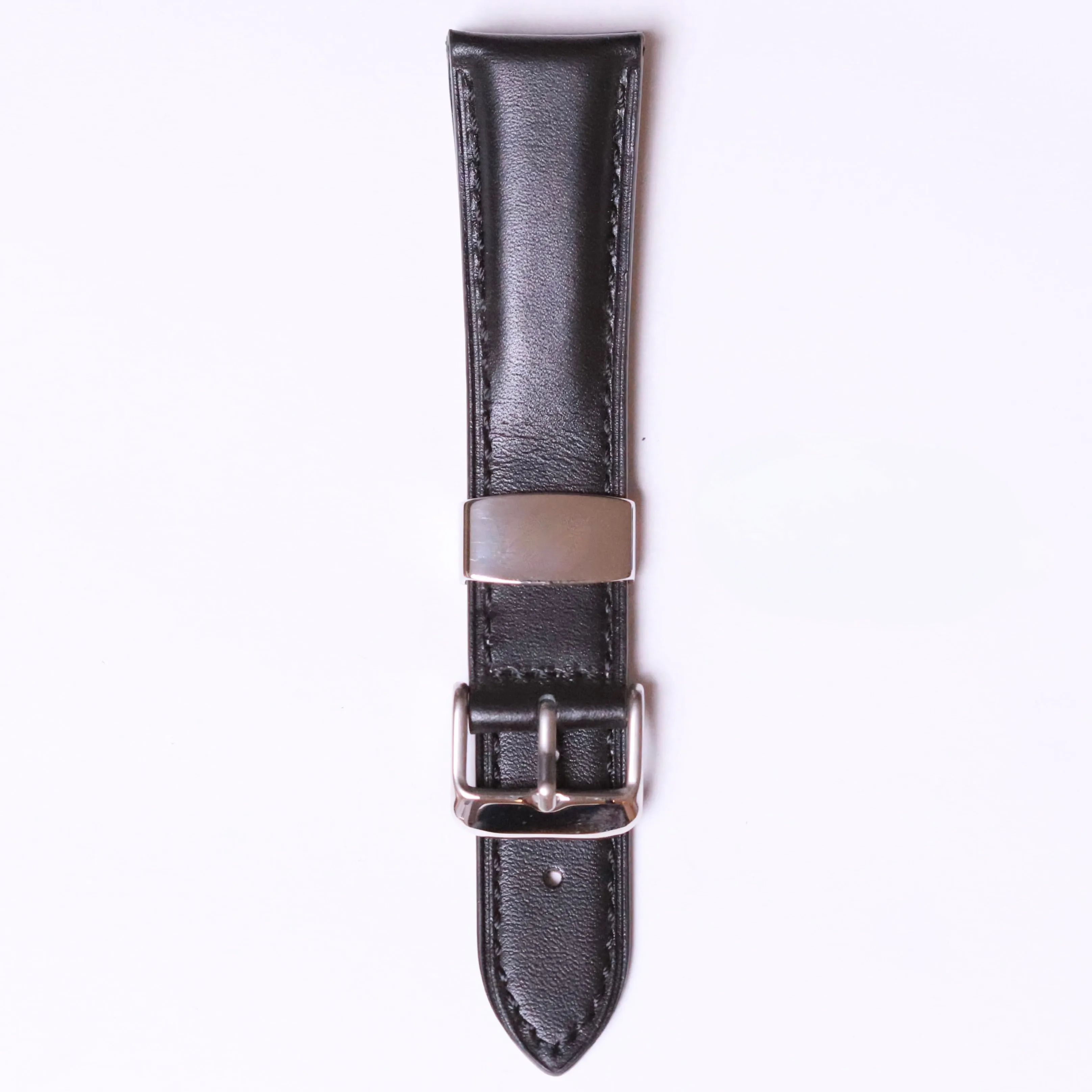 Edge High Quality cow leather 22mm " Black and Steel Buckle "