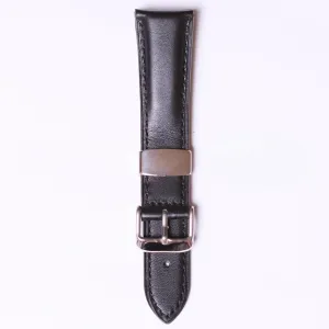 Edge High Quality cow leather 22mm " Black and Steel Buckle "