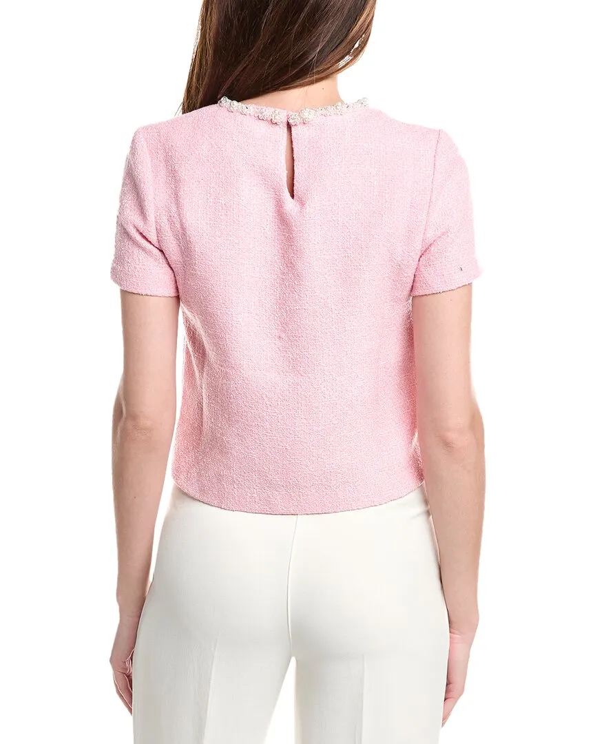 Endless Rose Pearl Trim Tweed Top