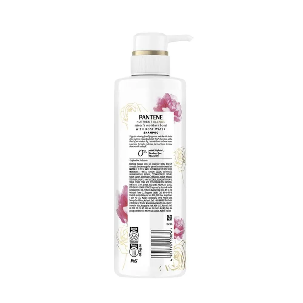 Pantene Shampoo Pro V Miracle Moisture Boost Sulphate Free With Rose Water 500ml