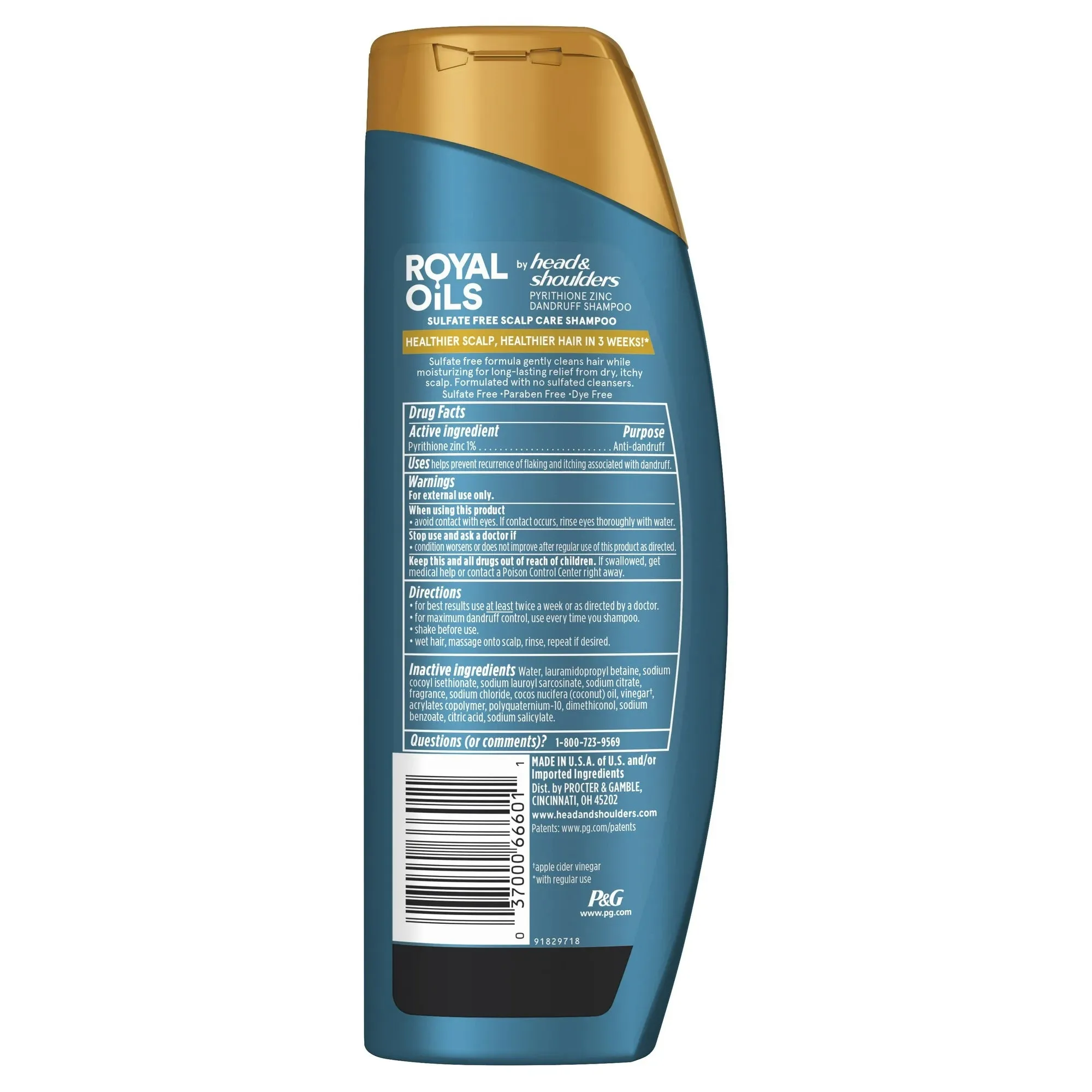 Royal Oils by Head & Shoulders Sulfate Free Shampoo. Coconut Oil and Apple Cider Vinegar. 12.8 fl oz for All Hair Types