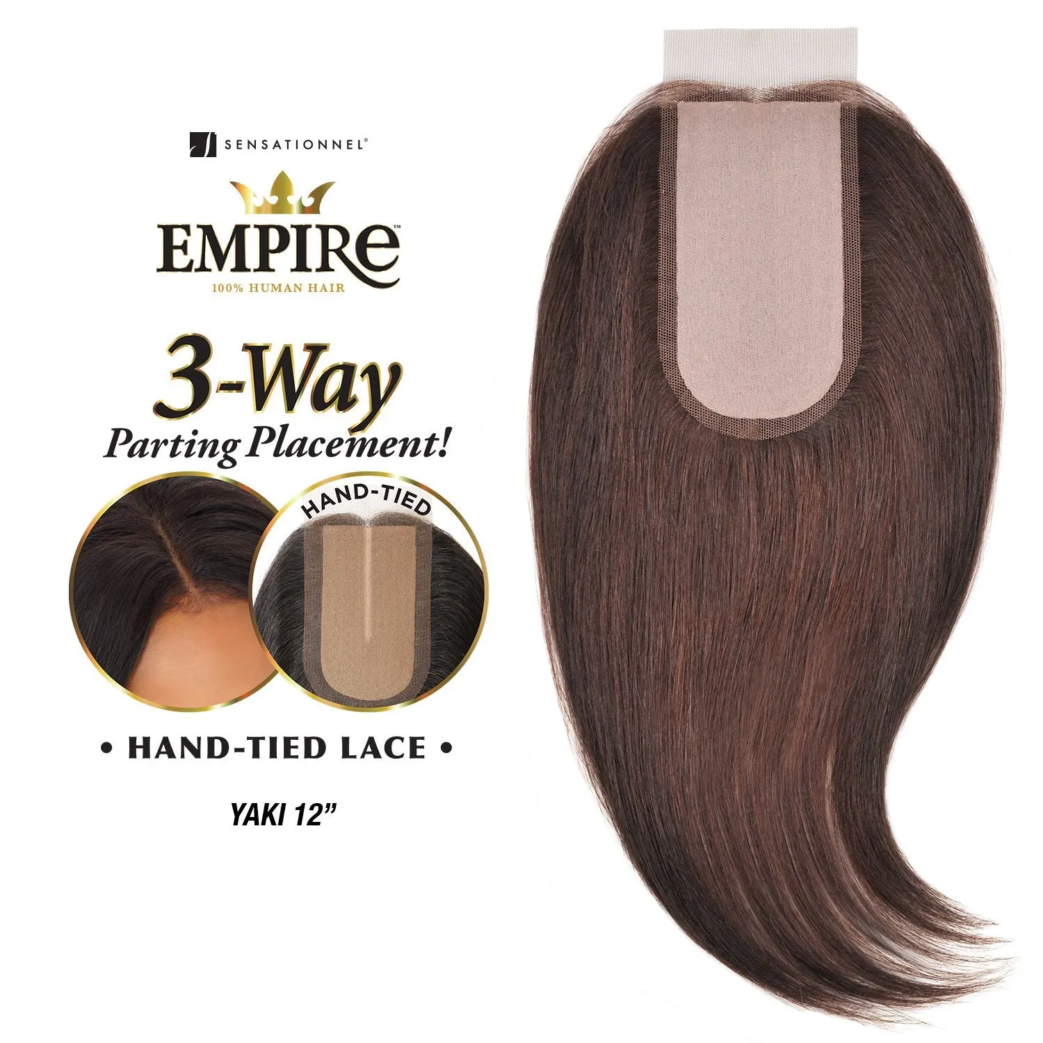 Sensationnel Empire Yaki Human Hair 3-Way Parting Closure - 12