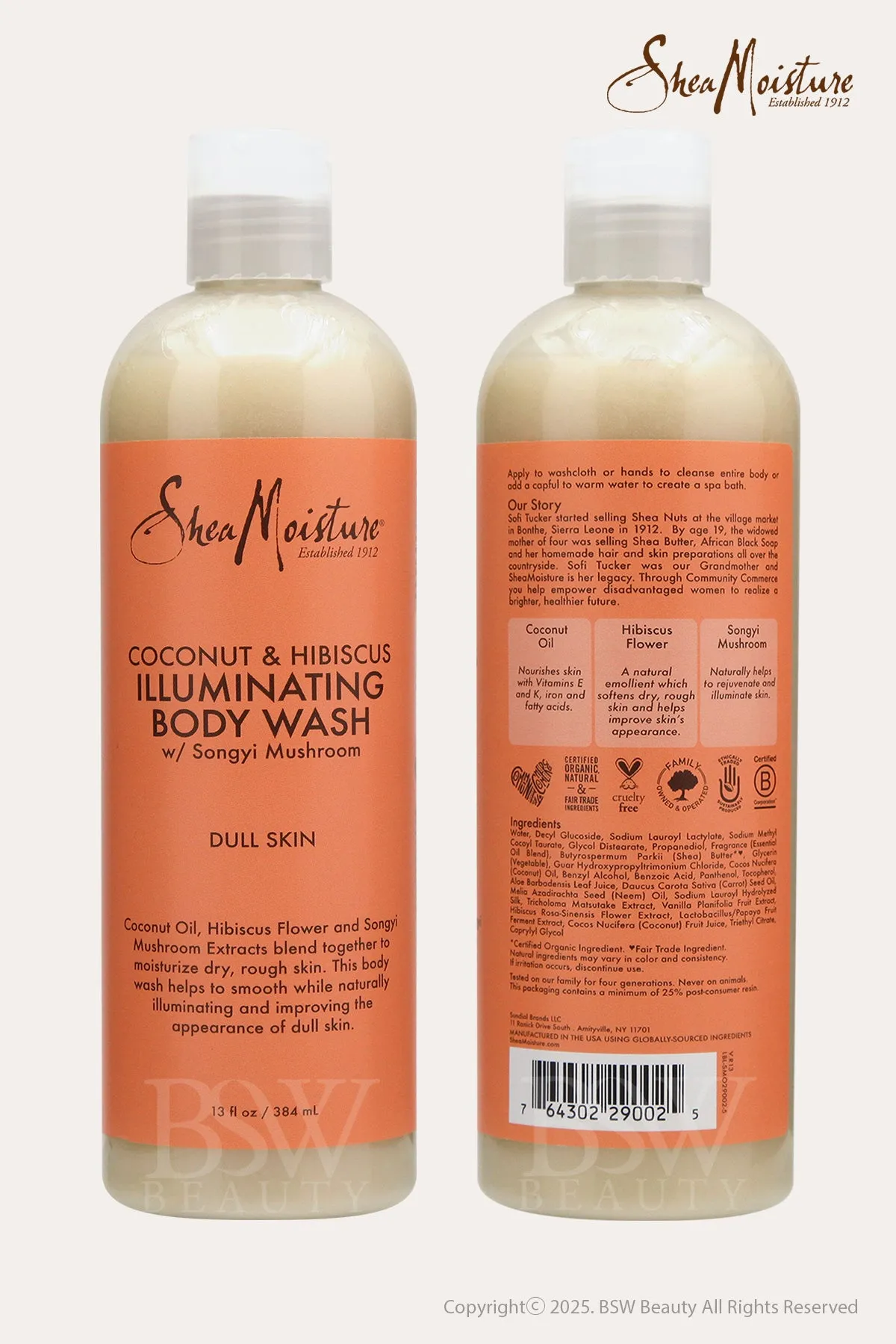 SHEA MOISTURE COCONUT & HIBISCUS BODY WASH 13oz