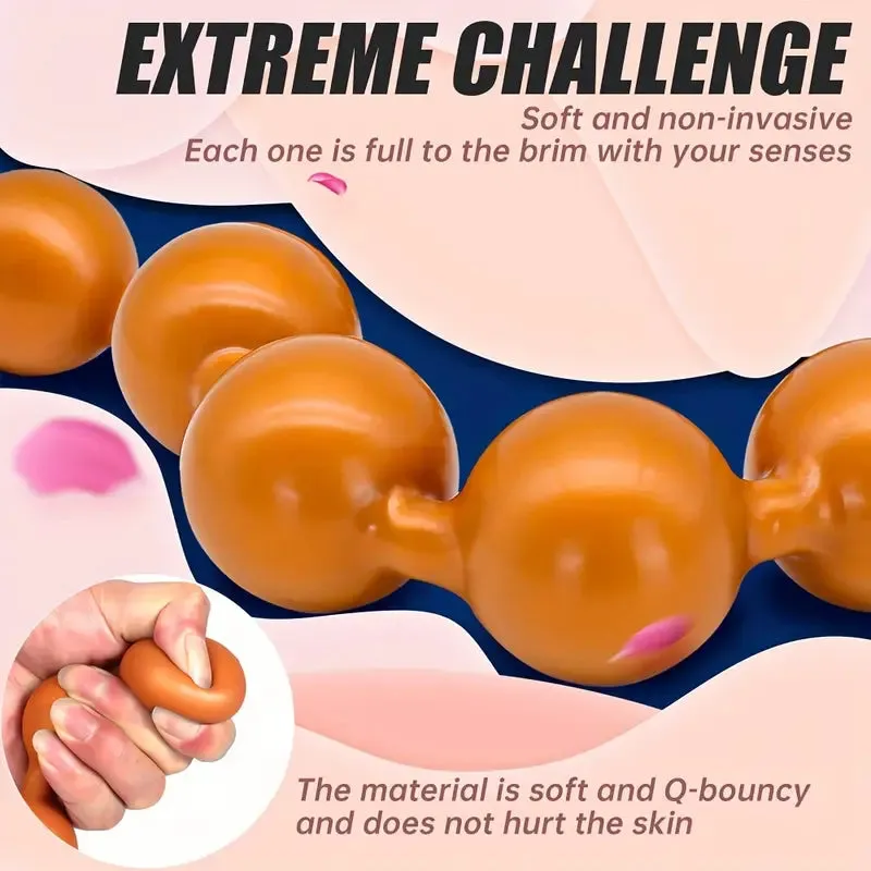 Soft Silicone Adult Pull Beads Extra Long Non-Invasive Anal Sex Toy